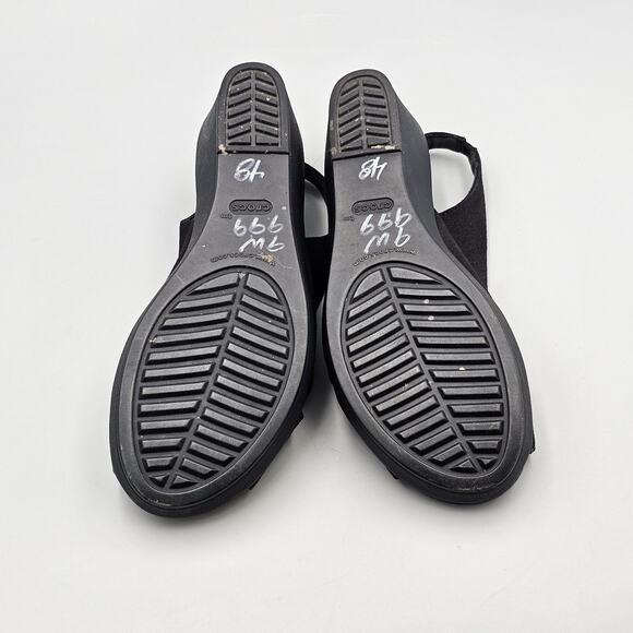 Crocs Womens Size 9 US VGC Leigh Ann Black Sling Back Wedge Dual Comfort Sandals - Picture 5 of 8